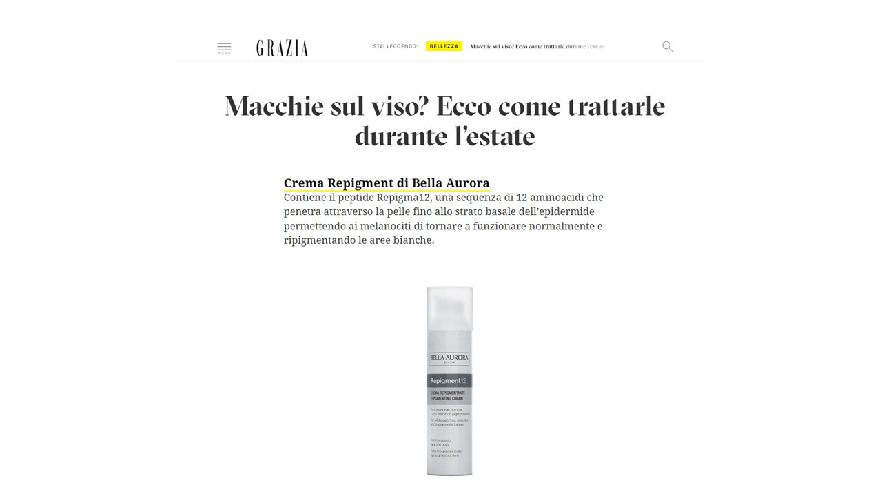 Grazia Italia recomienda Repigment para la manchas blancas