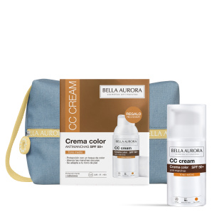 Pack CC Cream Antimanchas Tono Medio Spf 50+ 30ml + Bolsa Jean Amarilla